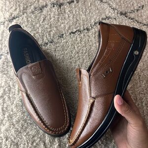 Brown Leather Slip-On Shoes